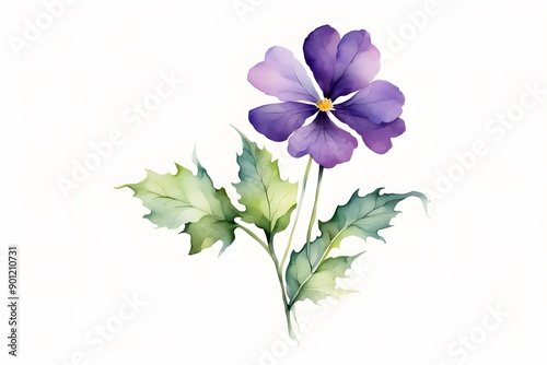 Watercolor canada violet flower on white background, AI Generated