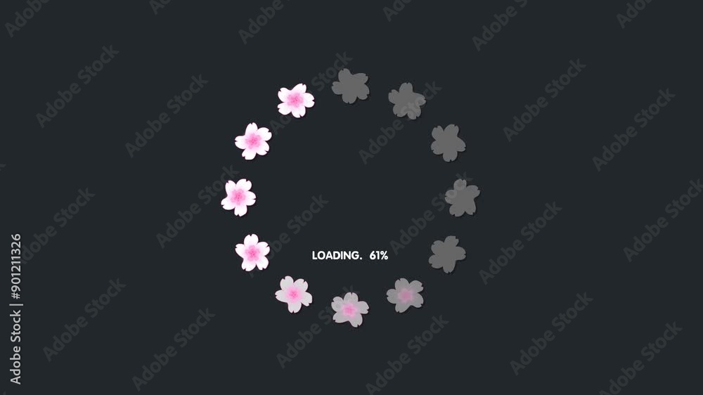 Loading Circle Video with Sakura. Loading Animation on Black and Green Screen Background. Download Progress, Preloader Animation Web Design Template. Seamless Loop Animation 4K Loading Circle Video with Sakura. Loading Animation on Black and Green Screen Background. Download Progress, Preloader Animation Web Design Template. Seamless Loop Animation 4K