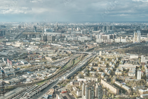 View of city from observation deck of one of skyscrapers of Moscow Cities, Russia. #901211320