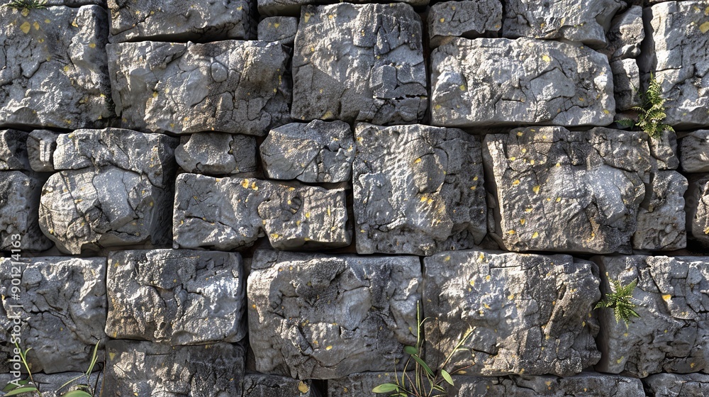 A brick wall made of various rocks and stones A brick wall made of various rocks and stones