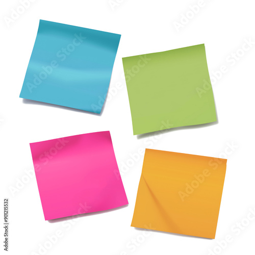 Set of four colorful blank sticky post it notes isolated on white background.png photo