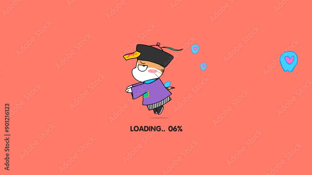 Loading Cartoon Animation Video on Red and Green Screen Background ...