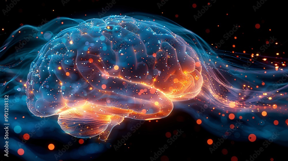Close-Up Of Human Brain With Neural Connections Close-Up Of Human Brain With Neural Connections