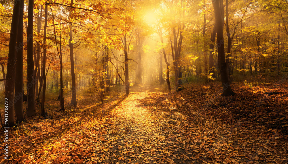 Forest path autumn leaves Forest path autumn leaves