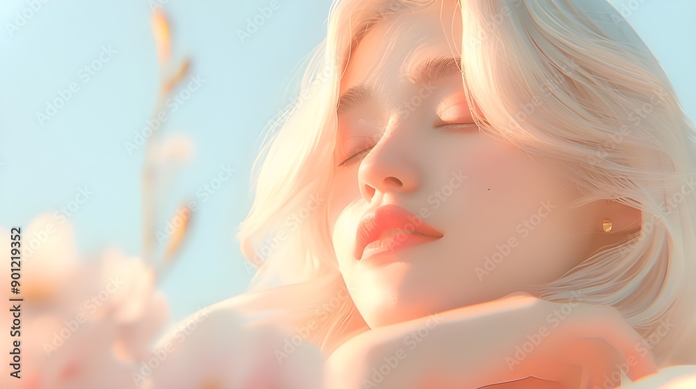 girl with straight white hair