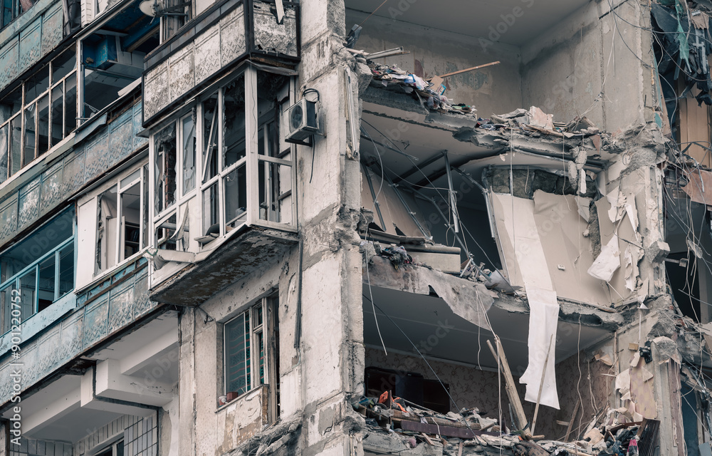 destroyed building in a city lost in the war in Ukraine destroyed building in a city lost in the war in Ukraine