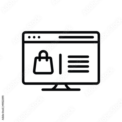 Black line icon for e commerce website