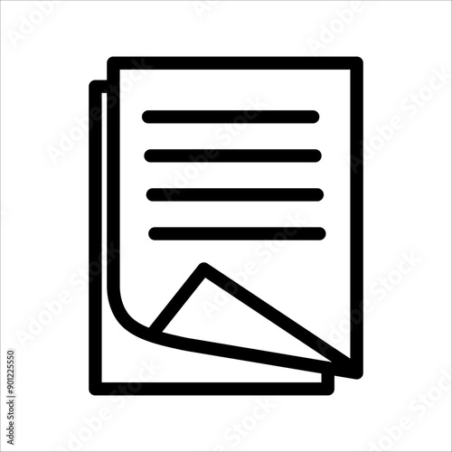 Document and Copy Paper Icons. Contract, Agreement, and Note Page Symbols.