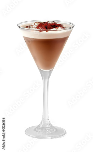 Classic Alexander Cocktail with Cream and Cocoa Powder on Transparent Background - Perfect for Cocktail Lovers and Drink Enthusiasts