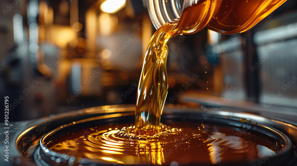 Closeup of pouring used motor oil into a container, automotive maintenance and waste management. Closeup of pouring used motor oil into a container, automotive maintenance and waste management.