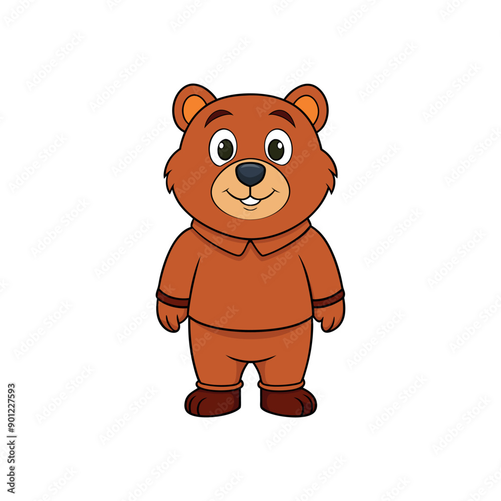 Naklejka premium Vector cartoon Bear Clipart illustration On a White Background