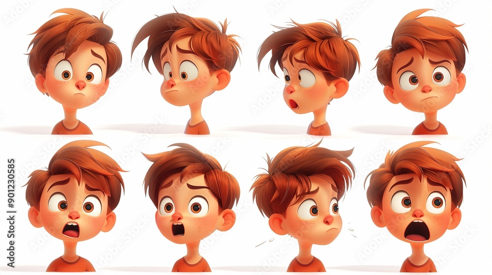 Cute Boy Emoji Sheet with Various Emotions and Dynamic Poses Cute Boy Emoji Sheet with Various Emotions and Dynamic Poses
