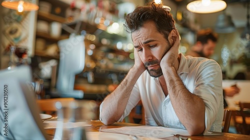 Stressed Restaurant Owner Worried about Unpaid Rent and Business Debt Struggles