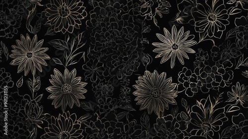 Wallpaper Mural black floral pattern Background Concept Wallpaper with empty copy space for text Torontodigital.ca