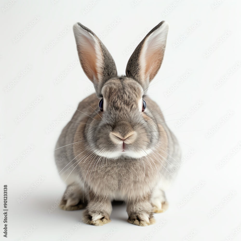 A cute gray rabbit with upright ears, sitting calmly against a neutral background, perfect for nature and pet-themed projects. A cute gray rabbit with upright ears, sitting calmly against a neutral background, perfect for nature and pet-themed projects.