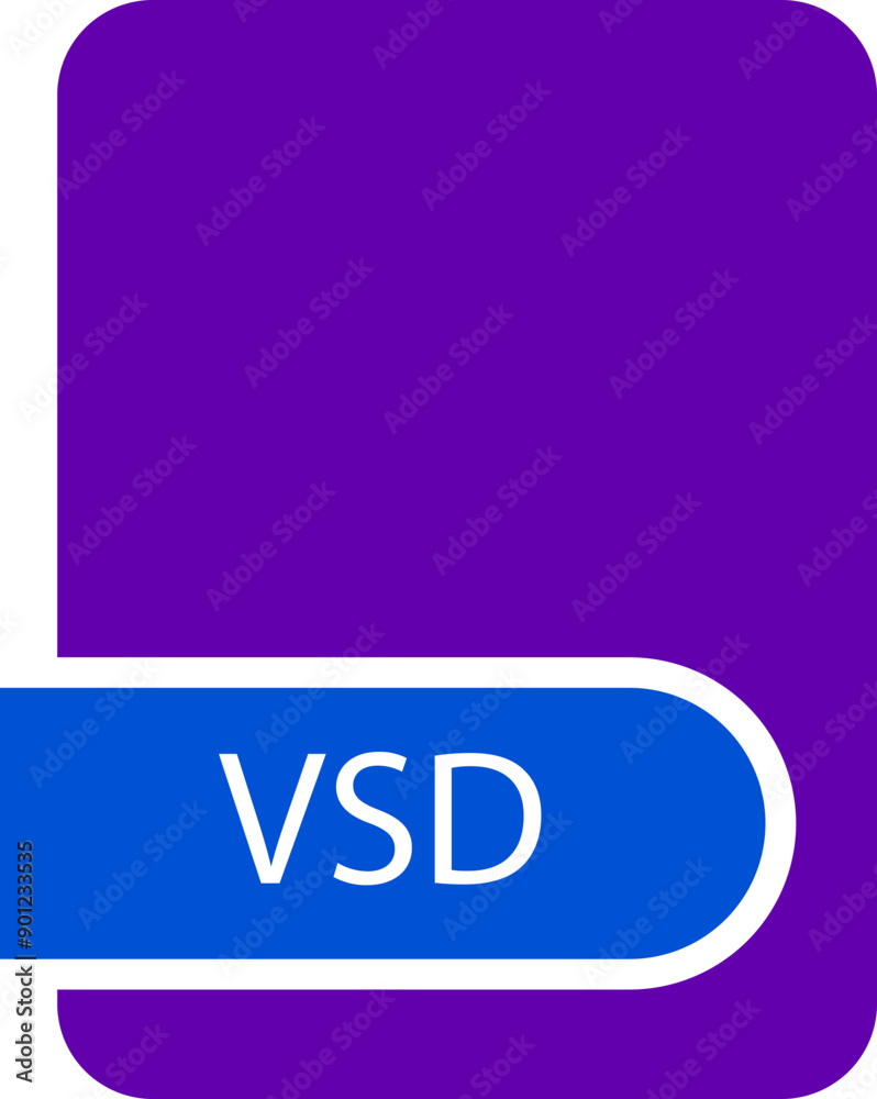 VSD File format icon with contour VSD File format icon with contour