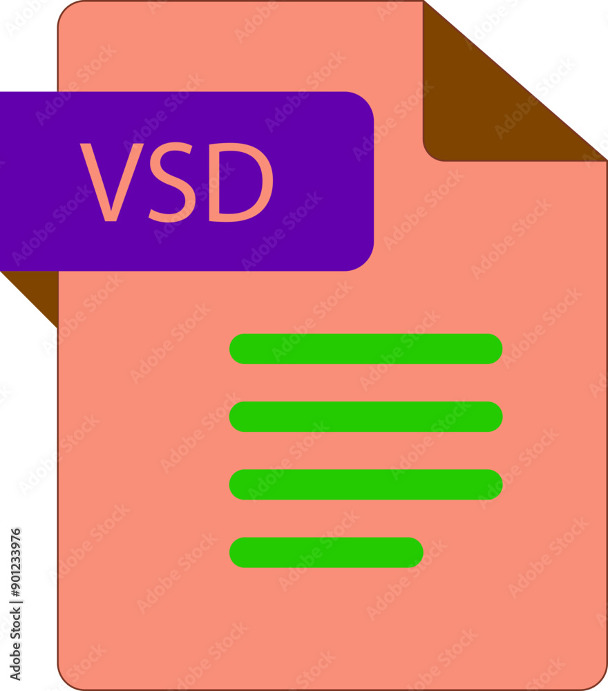 VSD File icon with folded style document VSD File icon with folded style document