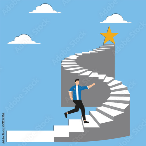 Businessman Chained to weight burden ball concept illustration, Debt burden, financial obligation or loan payment, solving mortgage or money loan problems, Debt burden risk from high interest rate