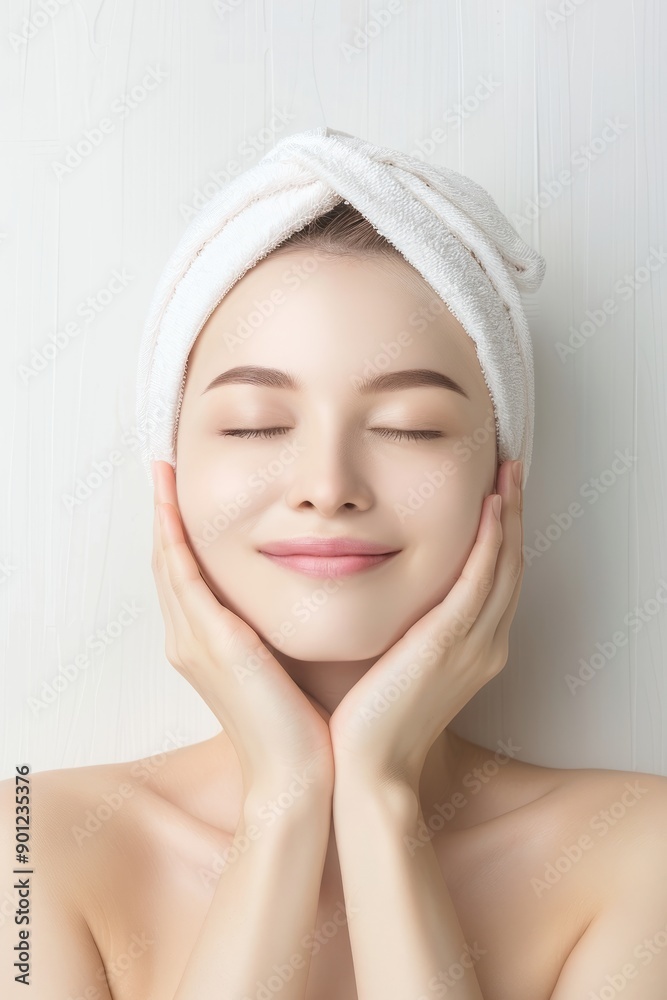Serene woman with flawless skin enjoys luxurious facial treatment in a peaceful spa environment Serene woman with flawless skin enjoys luxurious facial treatment in a peaceful spa environment