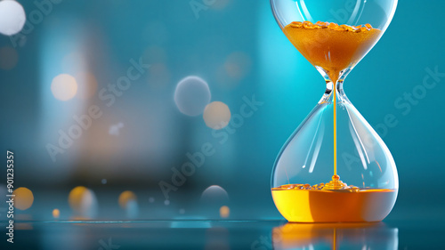 A conceptual image of an hourglass with oil flowing through it, representing the passage of time and the fluctuating nature of oil prices.