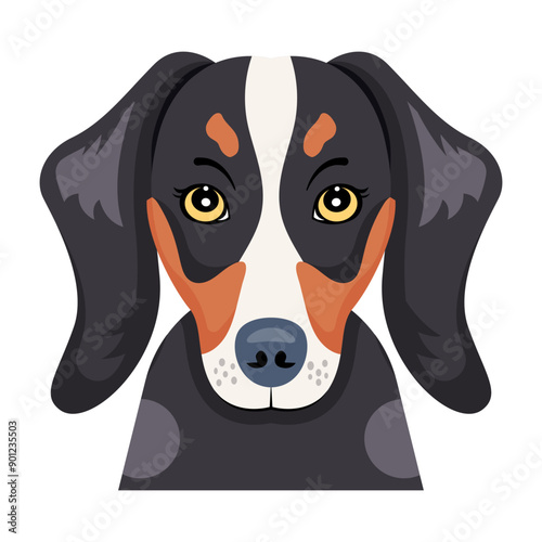 A flat vector of bernese dog face 

