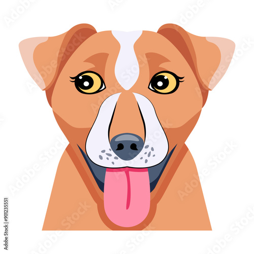 Flat style vector of russell dog 

