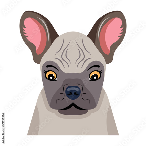 A flat icon of sad bulldog face 

