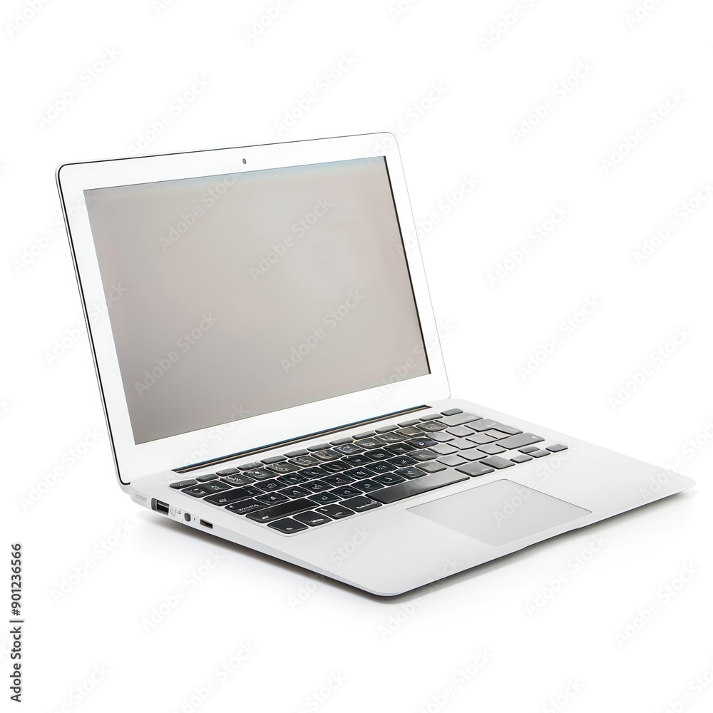 Fototapeta premium A sleek laptop with a minimalist design, perfect for modern workspaces and tech enthusiasts.