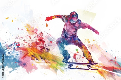 Abstract colorful illustration of skateboarder © Igor