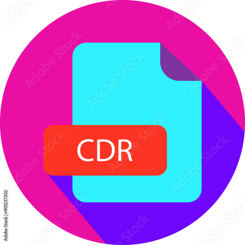 CDR File extension icon with black shadow circular icon