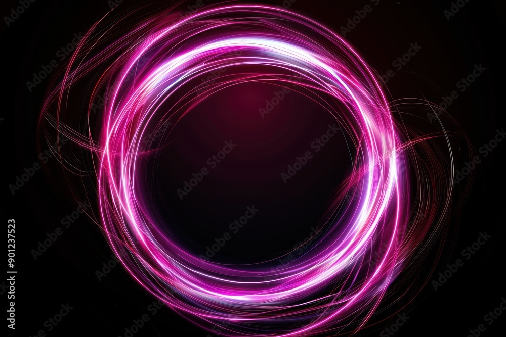 Abstract purple futuristic circle with glowing light effect on a black background illustration Abstract purple futuristic circle with glowing light effect on a black background illustration