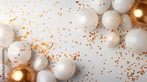 White and Gold Balloons and Confetti