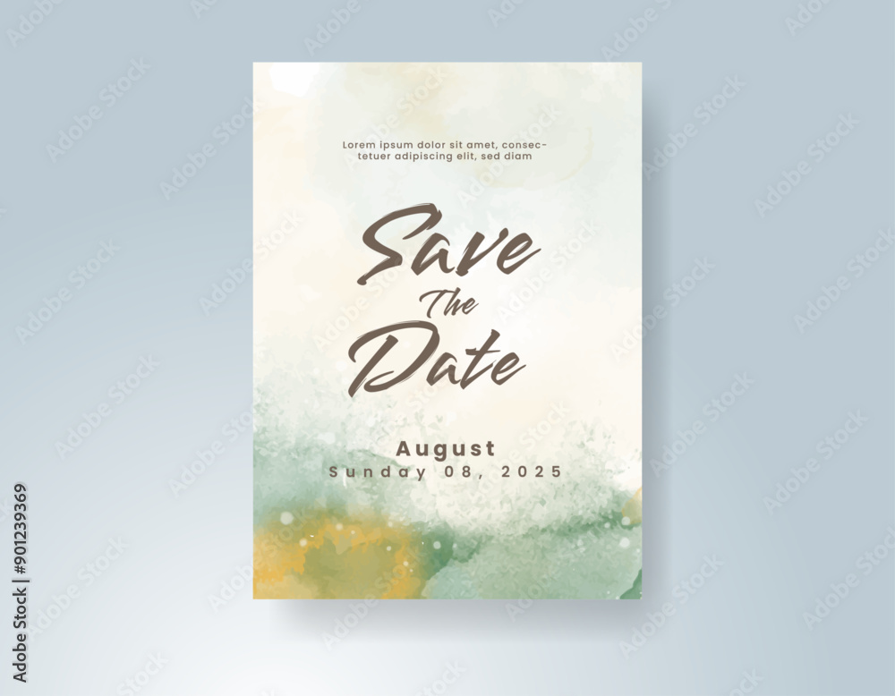 Wedding invitation with abstract watercolor background