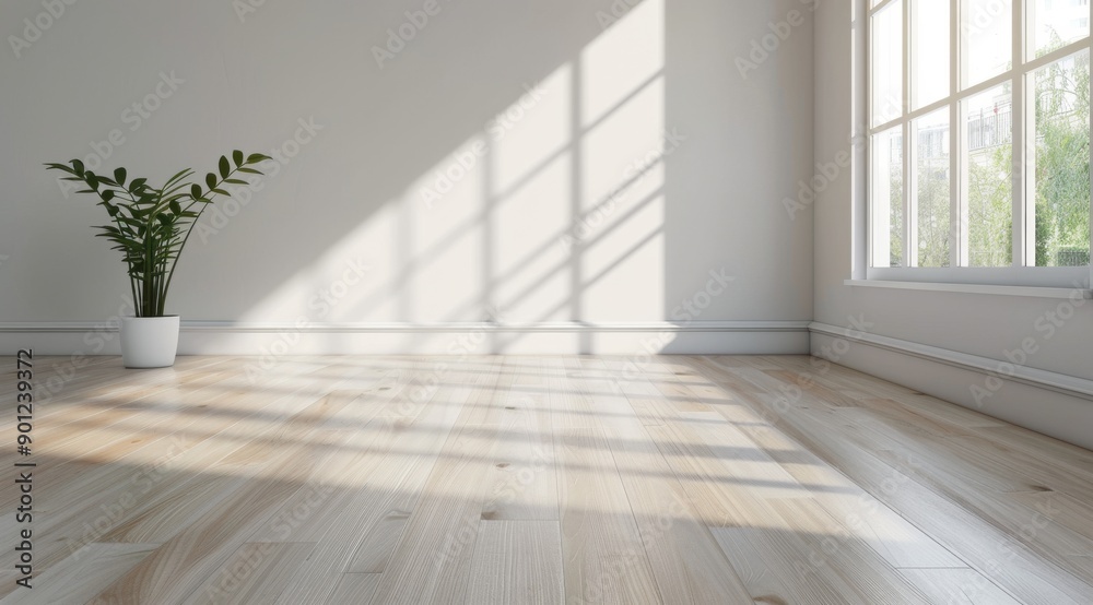Sunlight Streaming Through Window Onto Wooden Floor Sunlight Streaming Through Window Onto Wooden Floor