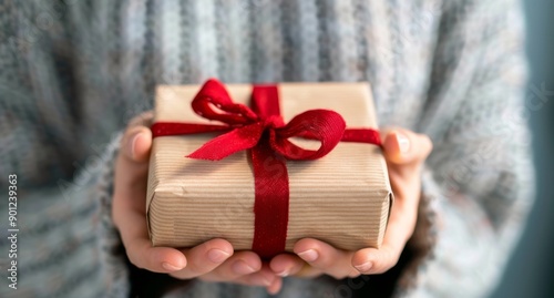 Woman Holding Gift During Holiday Season
