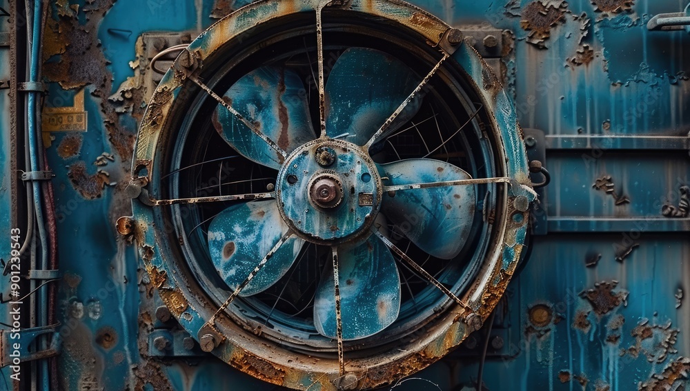 Fototapeta premium Rusty Old Industrial Fan Close-Up