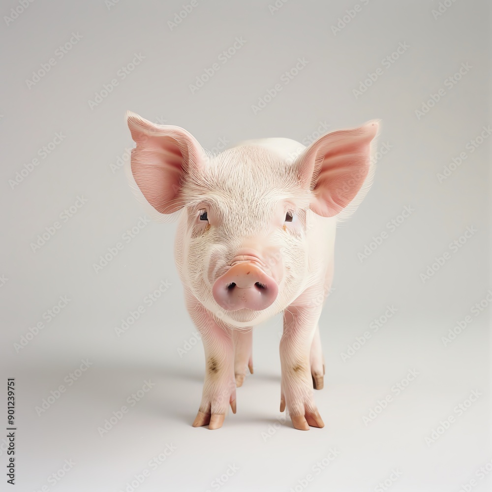 Cute young pig standing gracefully, showcasing its playful nature and charming features in a clean, minimalistic setting. Cute young pig standing gracefully, showcasing its playful nature and charming features in a clean, minimalistic setting.