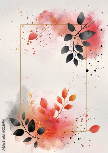 Watercolor Painting With Floral Frame