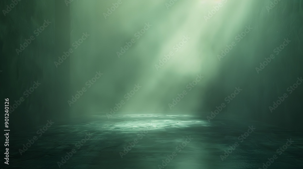 Ethereal Green Light Illuminating a Misty Water Surface Ethereal Green Light Illuminating a Misty Water Surface