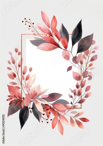 Watercolor Painting With Floral Frame