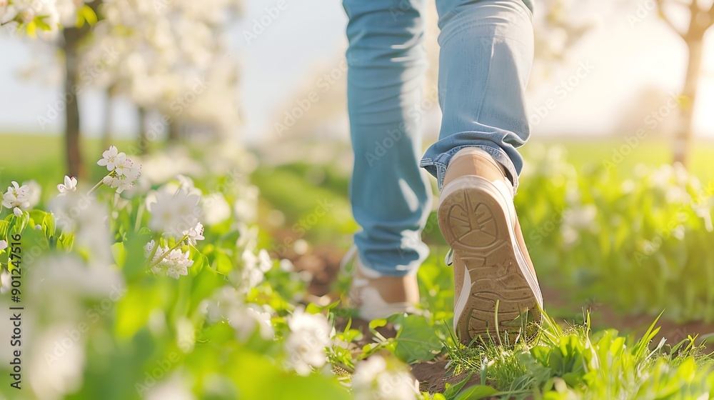 A serene scene of a person walking through a blooming garden, surrounded by vibrant flowers and fresh greenery under a sunny sky. A serene scene of a person walking through a blooming garden, surrounded by vibrant flowers and fresh greenery under a sunny sky.