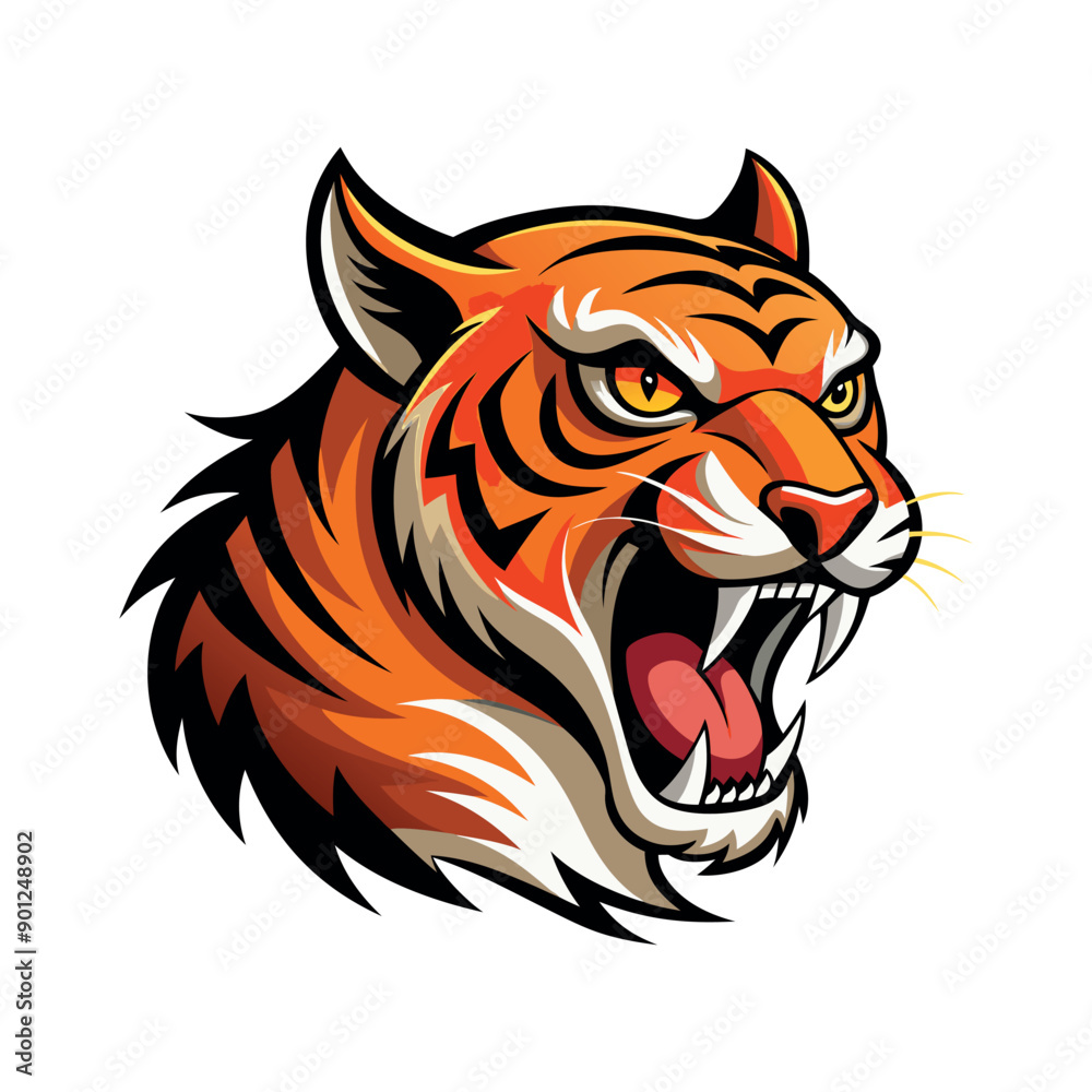 Vector cartoon tiger Clipart illustration On a White Background Vector cartoon tiger Clipart illustration On a White Background