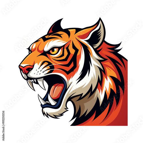 Wallpaper Mural Vector cartoon tiger Clipart illustration On a White Background Torontodigital.ca