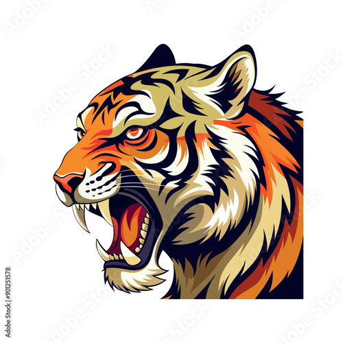 Wallpaper Mural Vector tiger head Clipart illustration On a White Background Torontodigital.ca