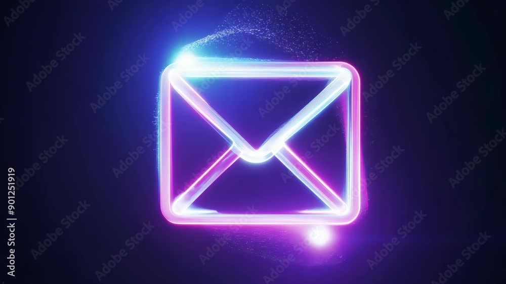 Neon Email Icon Abstract Futuristic Technology Neon Email Icon Abstract Futuristic Technology