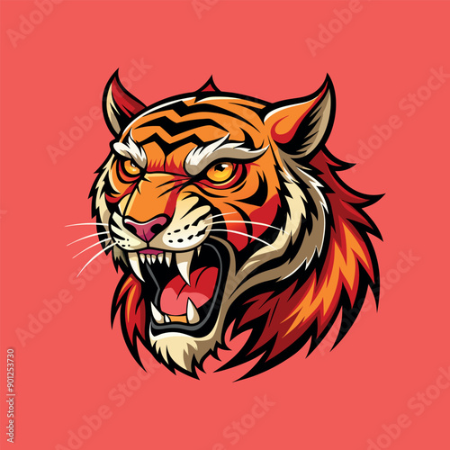 Vector tiger head Clipart illustration On a White Background