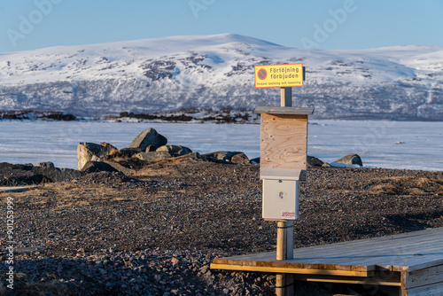 Tornetrask ice lake in winter abisko sweden  photo