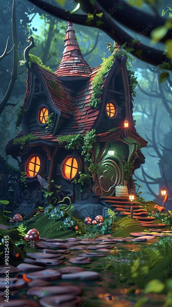 Fototapeta premium fairytale house in the forest.