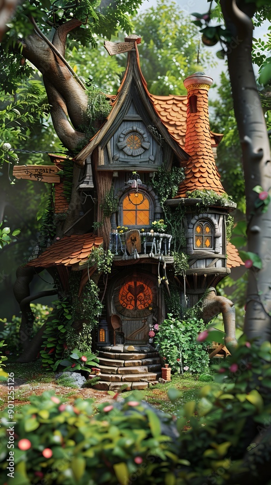 Fototapeta premium fairytale house in the forest.