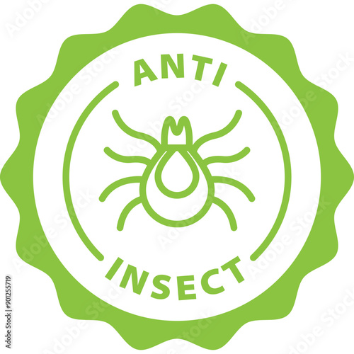 green anti insect outline icon round rounded circle badge stamp label isolated on transparent background